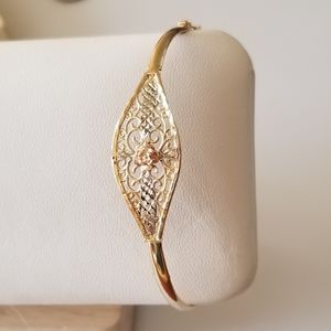 10K Gold Rose Bangle Bracelet